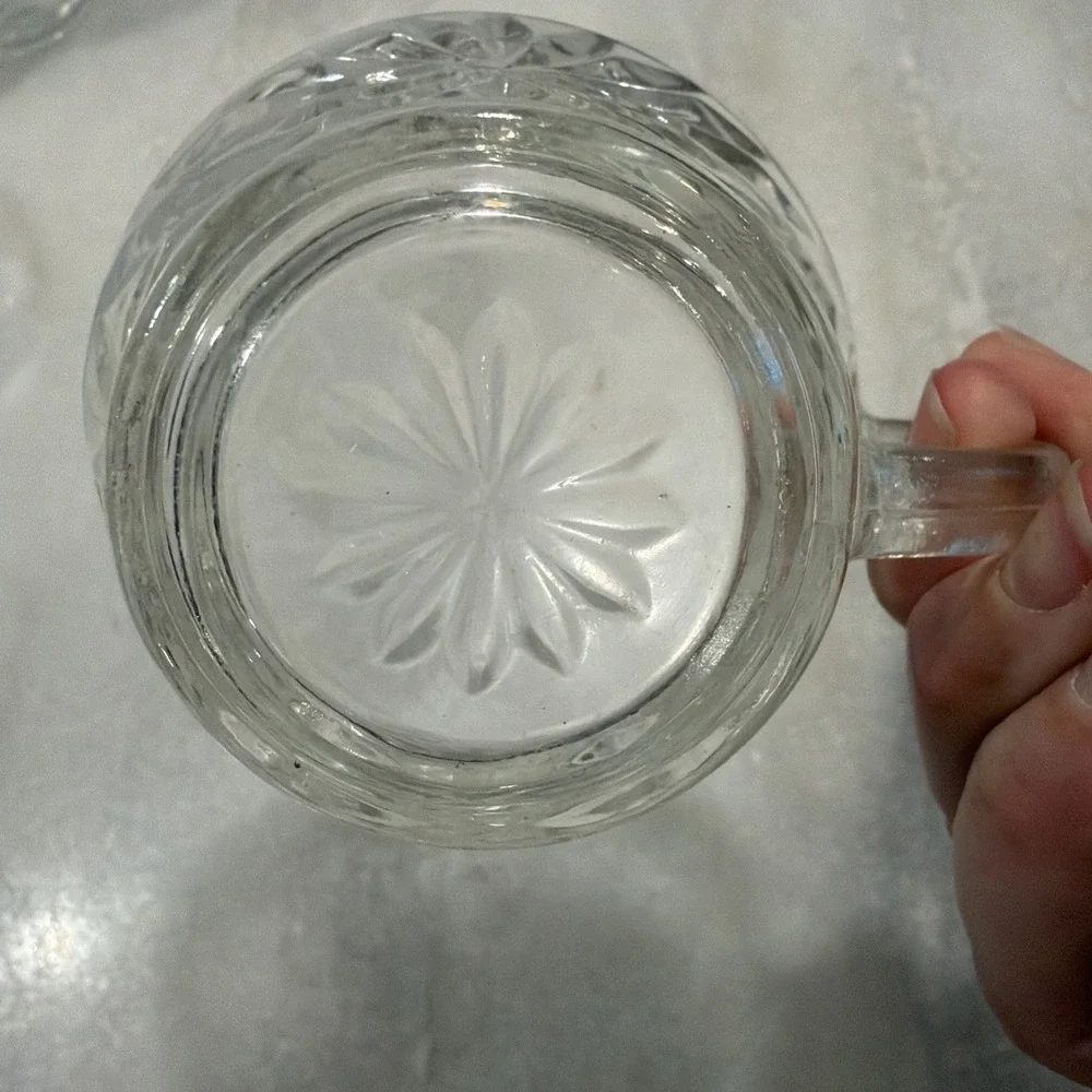 Vintage Anchor Hocking Clear Glass  Prescut StarofDavid Punch Cups Set of 6ES003